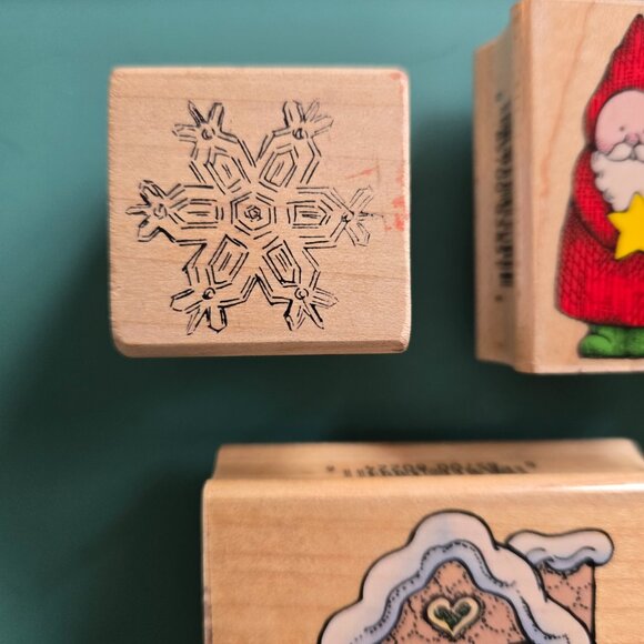 Set of 4 Christmas wooden stamps - Picture 2 of 7